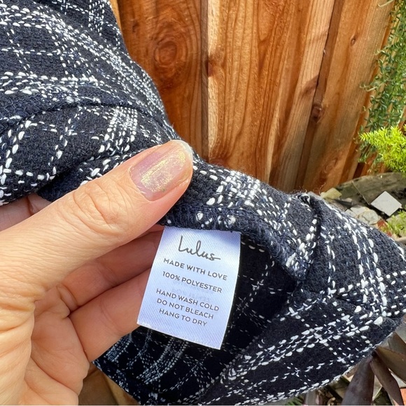 Navy Blue Plaid Tweed Midi Dress With Pockets 🌿 - Picture 11 of 12